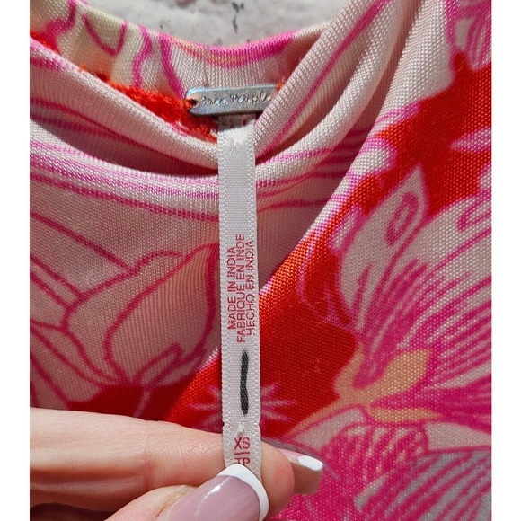 Free People Dress XS Pink Orange Floral Maxi Boho Flowy 70s Retro Maximalist - Picture 4 of 11